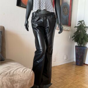 Vintage Black Leather Wide Leg Pants